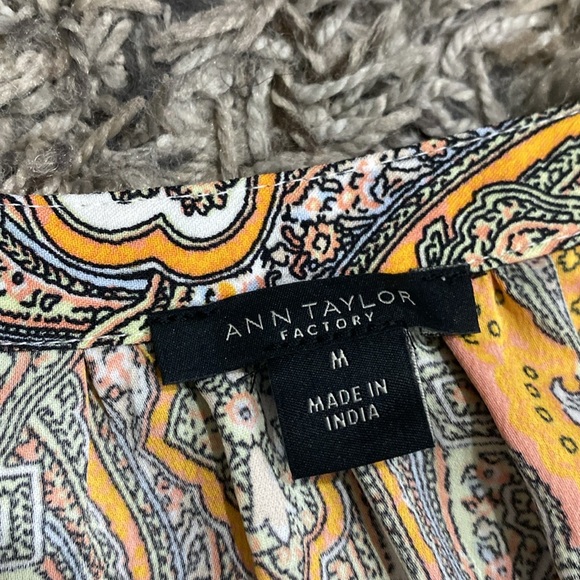 Ann Taylor factory Orange Patterned Dress with glitter sleeves sz M - Picture 5 of 12